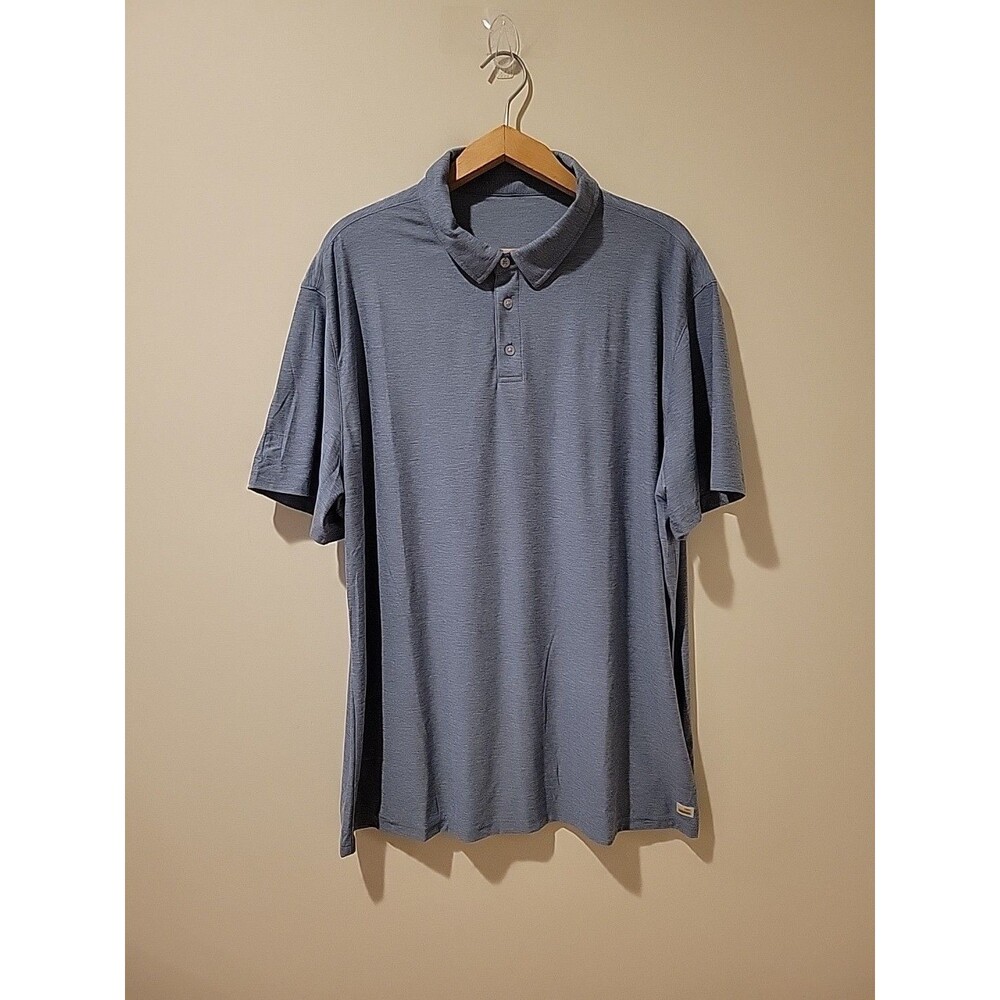 Vuori Strato Tech Polo Shirt Men's 2XL Heather Blue Stretch Golf Casual V188